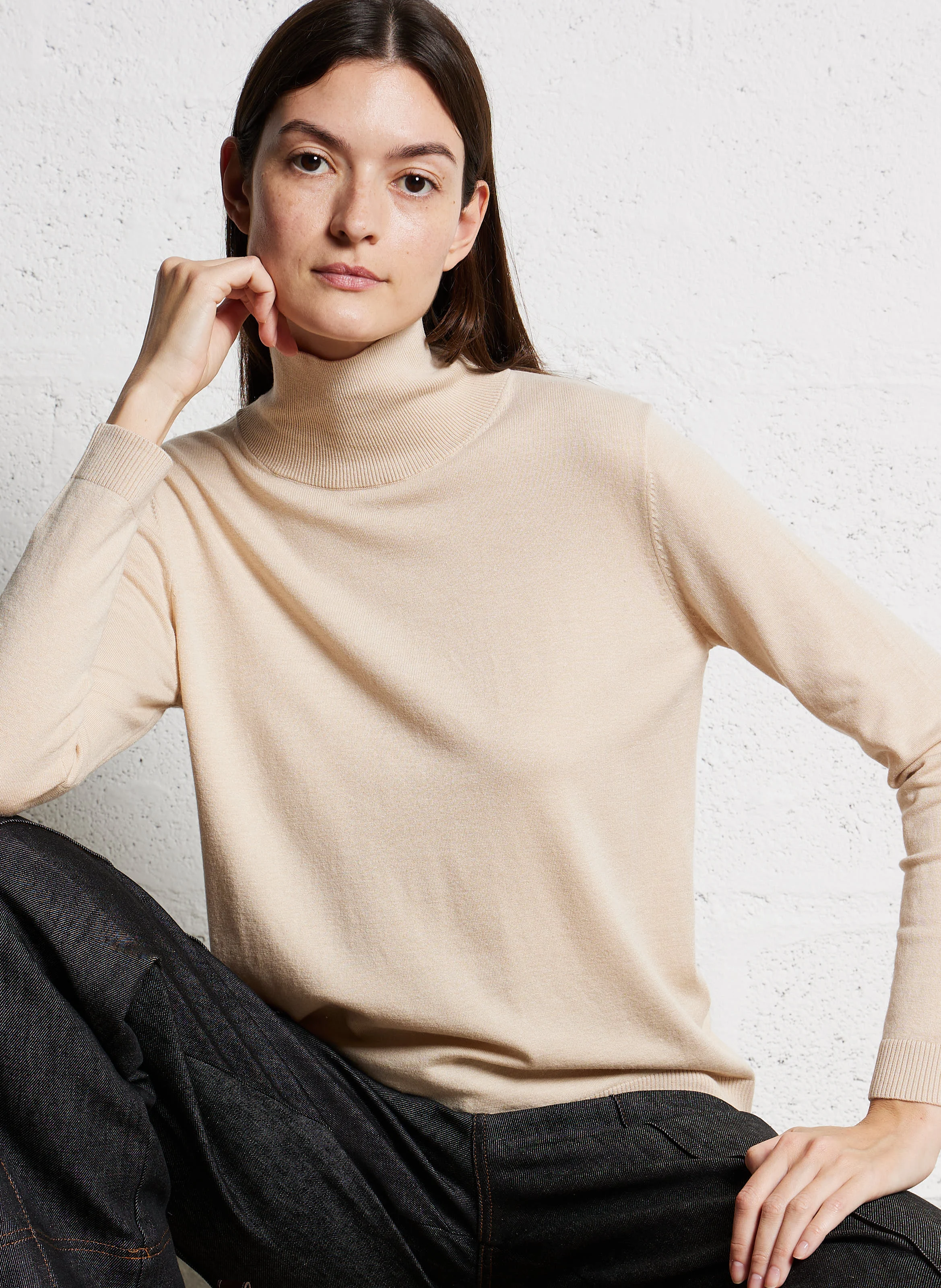 KIKU - Pull col roulé droit | Blanc