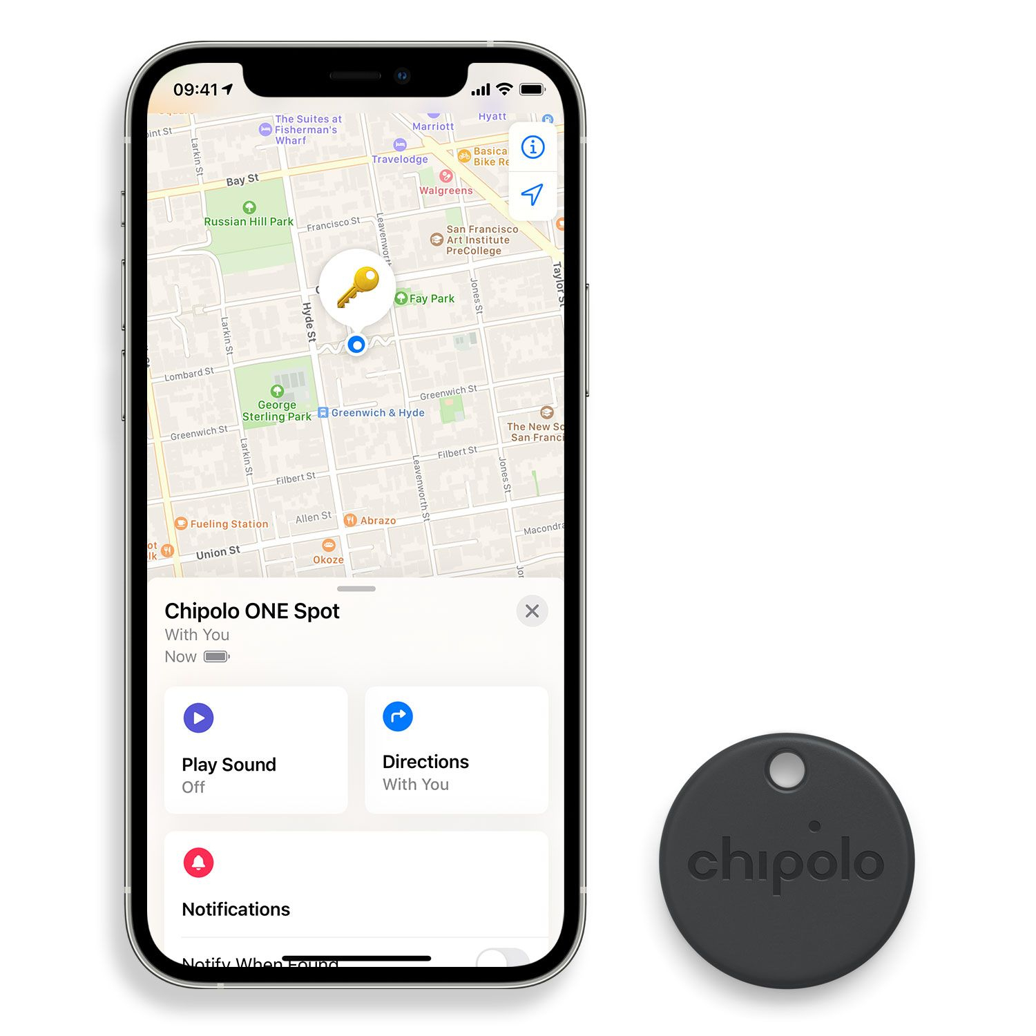 (4er Set) One Spot Wasserdichter Bluetooth Finder Tracker für iOS mit Apple Find My Network IPX5 (CH-C21M-4GY-R) - Schwarz