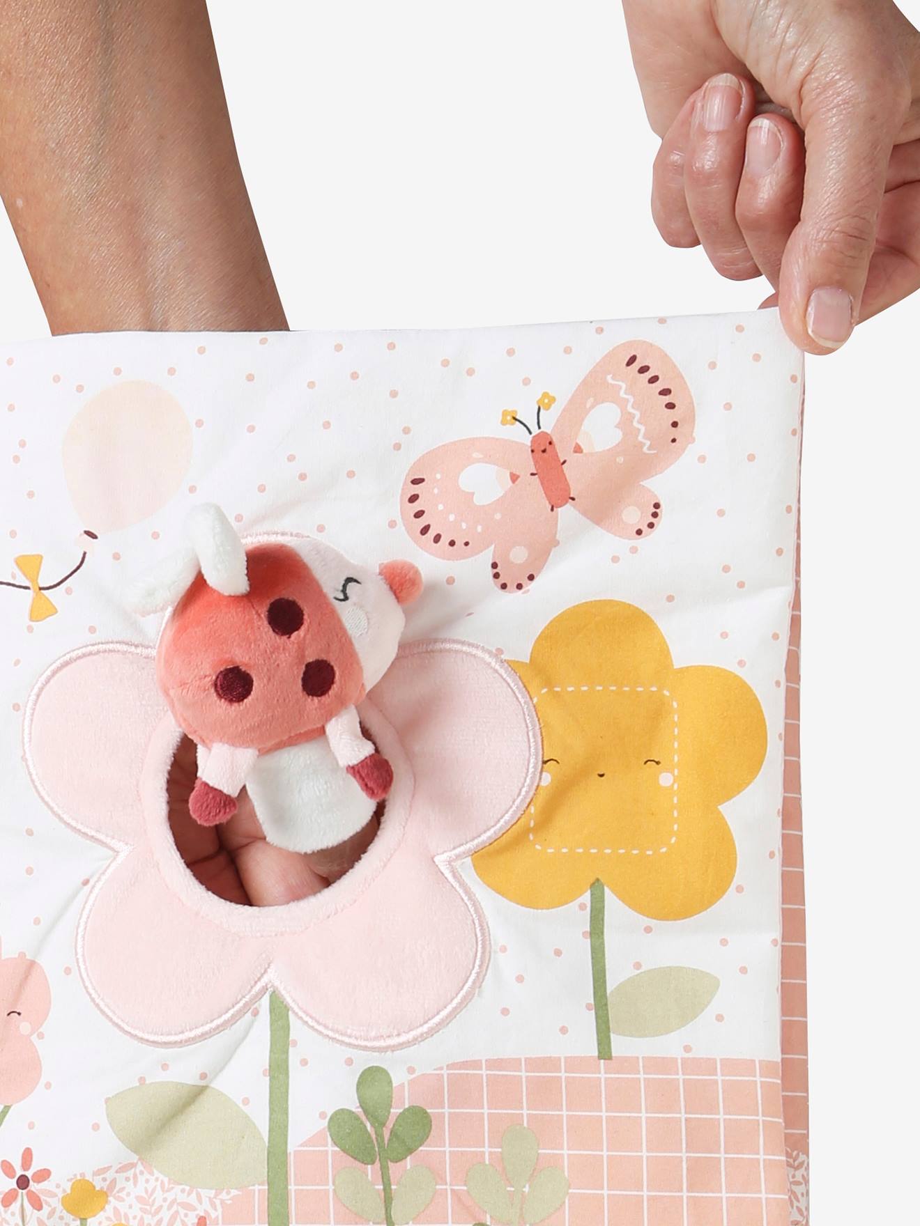 Livro sensorial + brinquedos de pelúcia de veludo, Pink Country, multicolorido