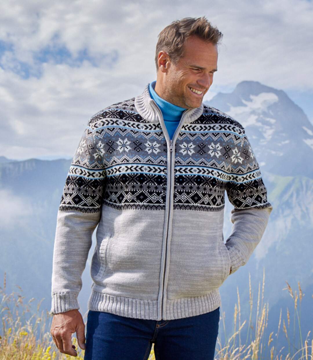 Blouson Tricot Jacquard Doublé Sherpa