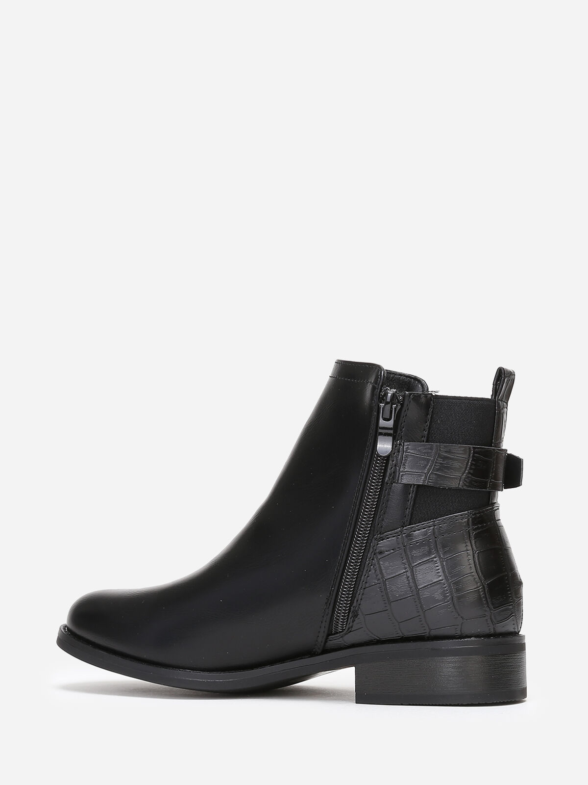Bottines chelsea à détail croco- Noir