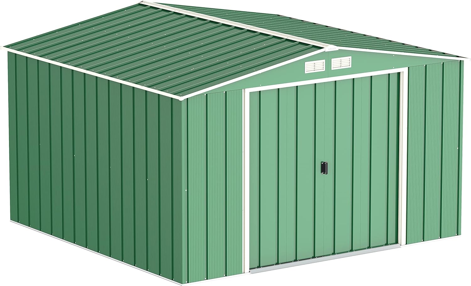Duramax ECO 10 x 8 (7.28 m²) Abri de Jardin en Métal Galvanisé à Chaud, Abri de Stockage d'Outils, Structure de Toit Renforcée, Abri en Métal Sans Entretien, Vert