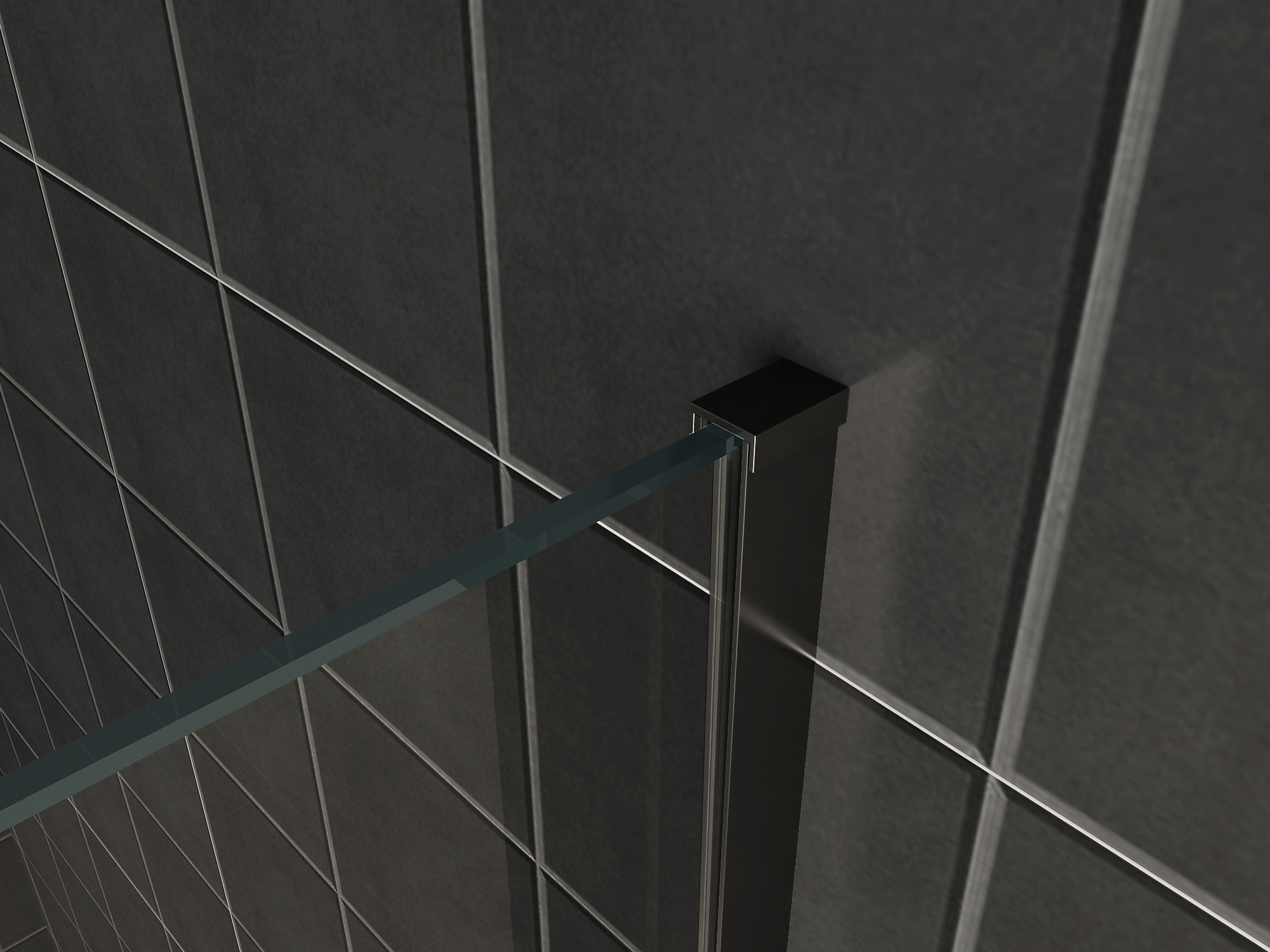 Mueller Slimline inloopdouche 95cm helder anti-kalk inclusief zwart profiel & stang