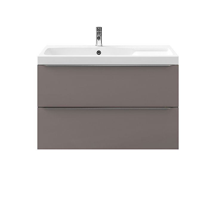 Meuble sous vasque à suspendre GoodHome Imandra gris taupé 100 cm + plan vasque Mila