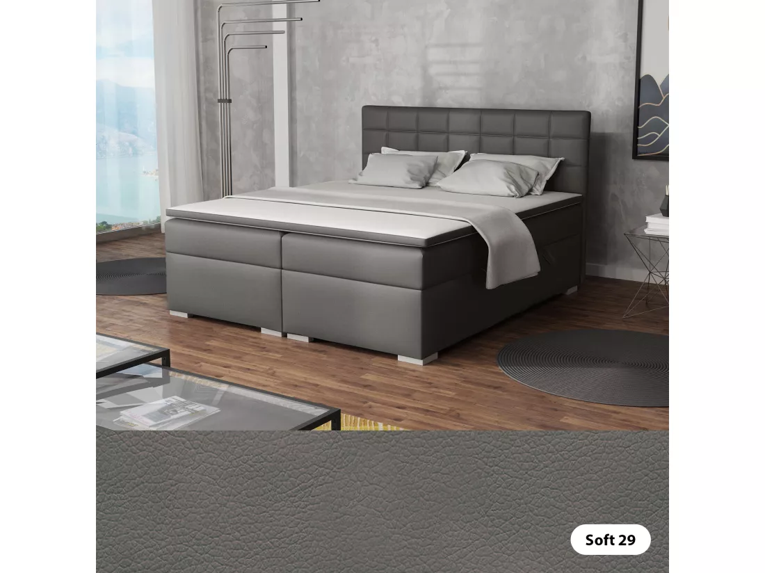 LIT BOXSPRING avec rangements pour la literie Torland, 160x200 cm, Soft 29 (Gris)