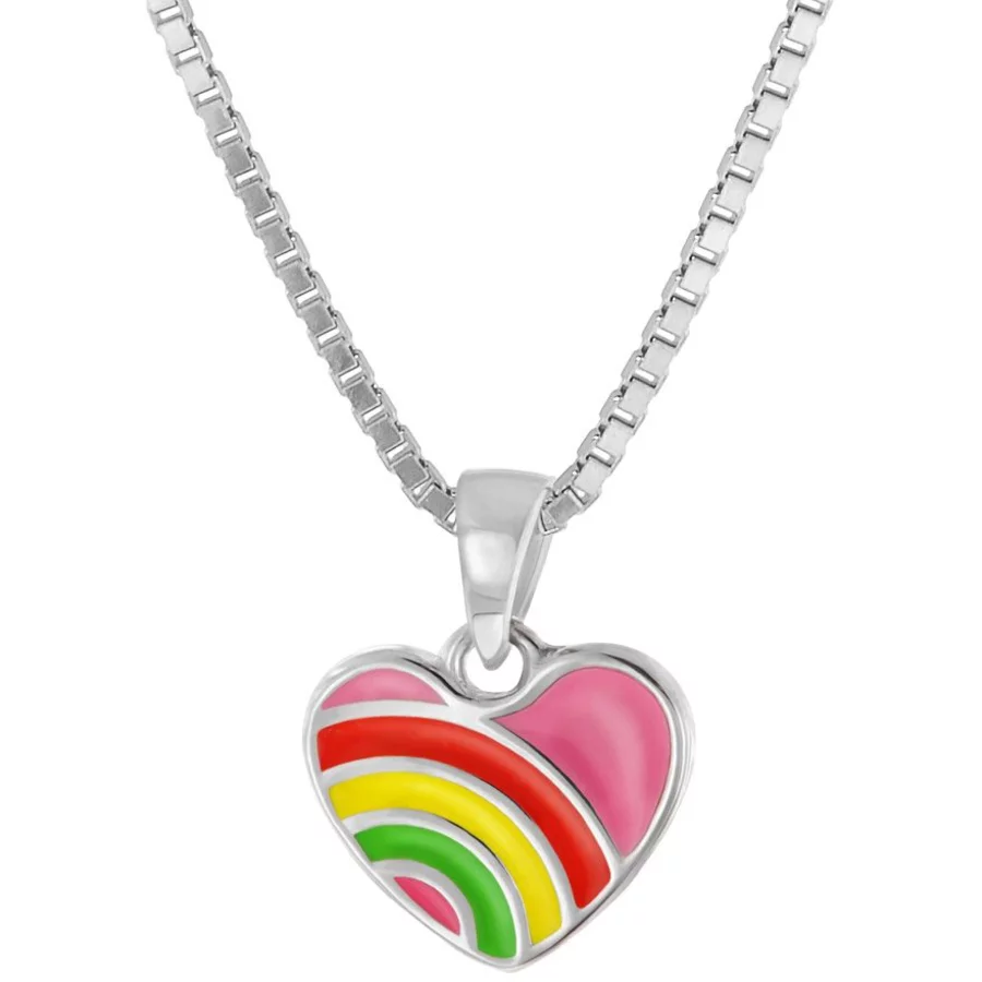 trendor Mädchen-Halskette mit Herz-Anhänger Silber 925 Collier silver