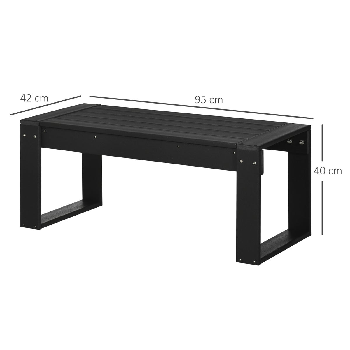 Outsunny bijzettafel, 95L x 42B x 40H cm, HDPE, zwart