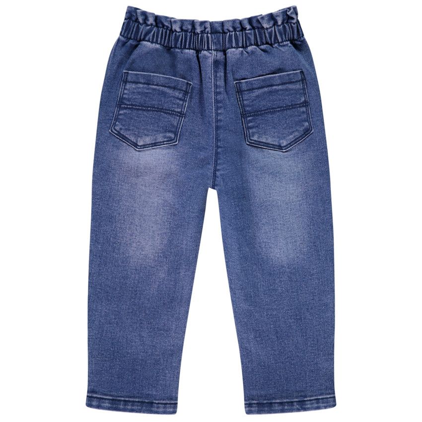 Jean paperbag effet délavé pour bébé fille - Bleu