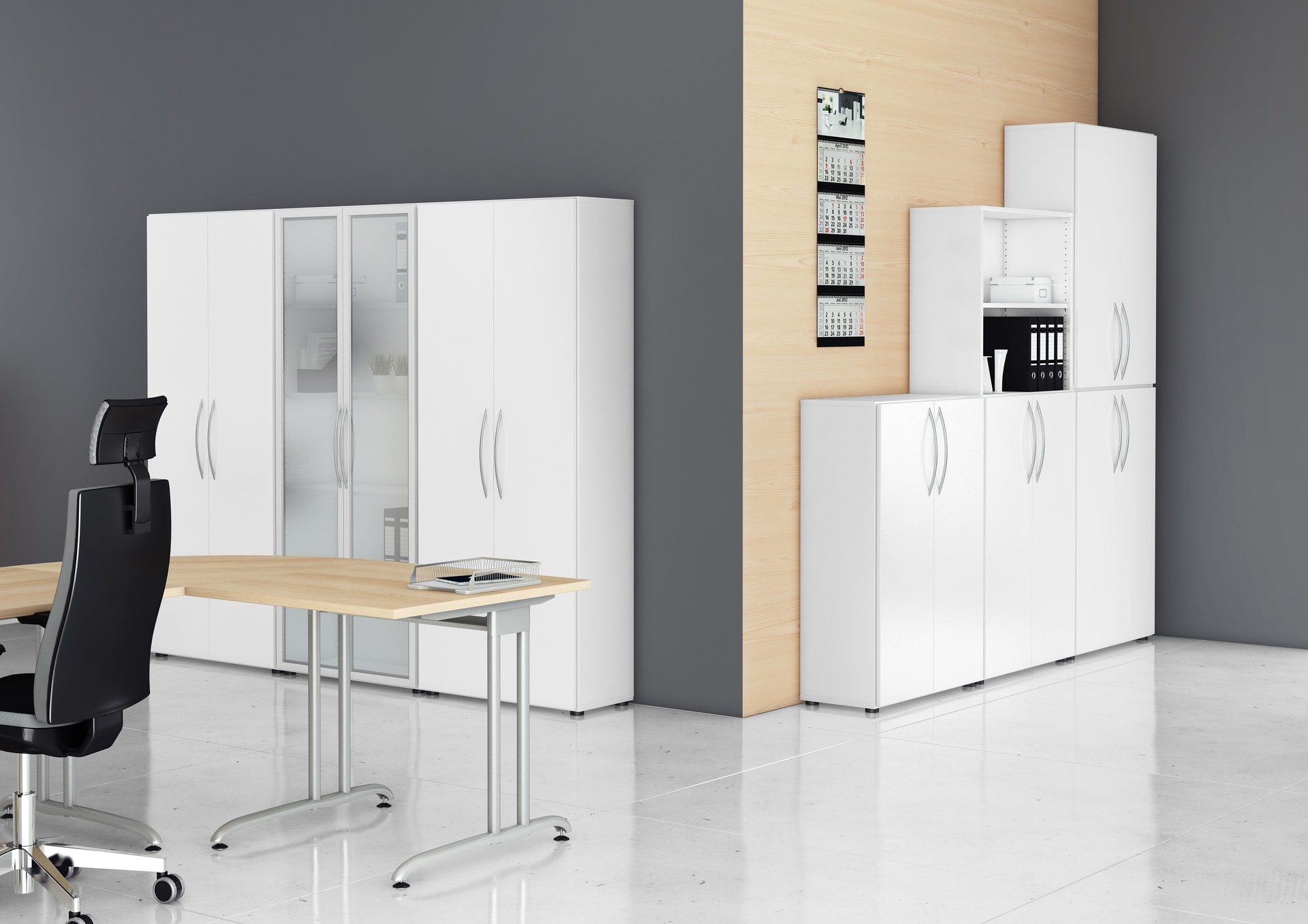 Aktenschrank 80 x 188 cm Graphit/ Grau