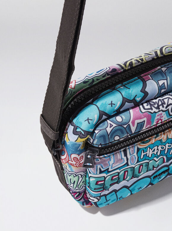 Bolsa de ombro em neoprene estampada - Azul