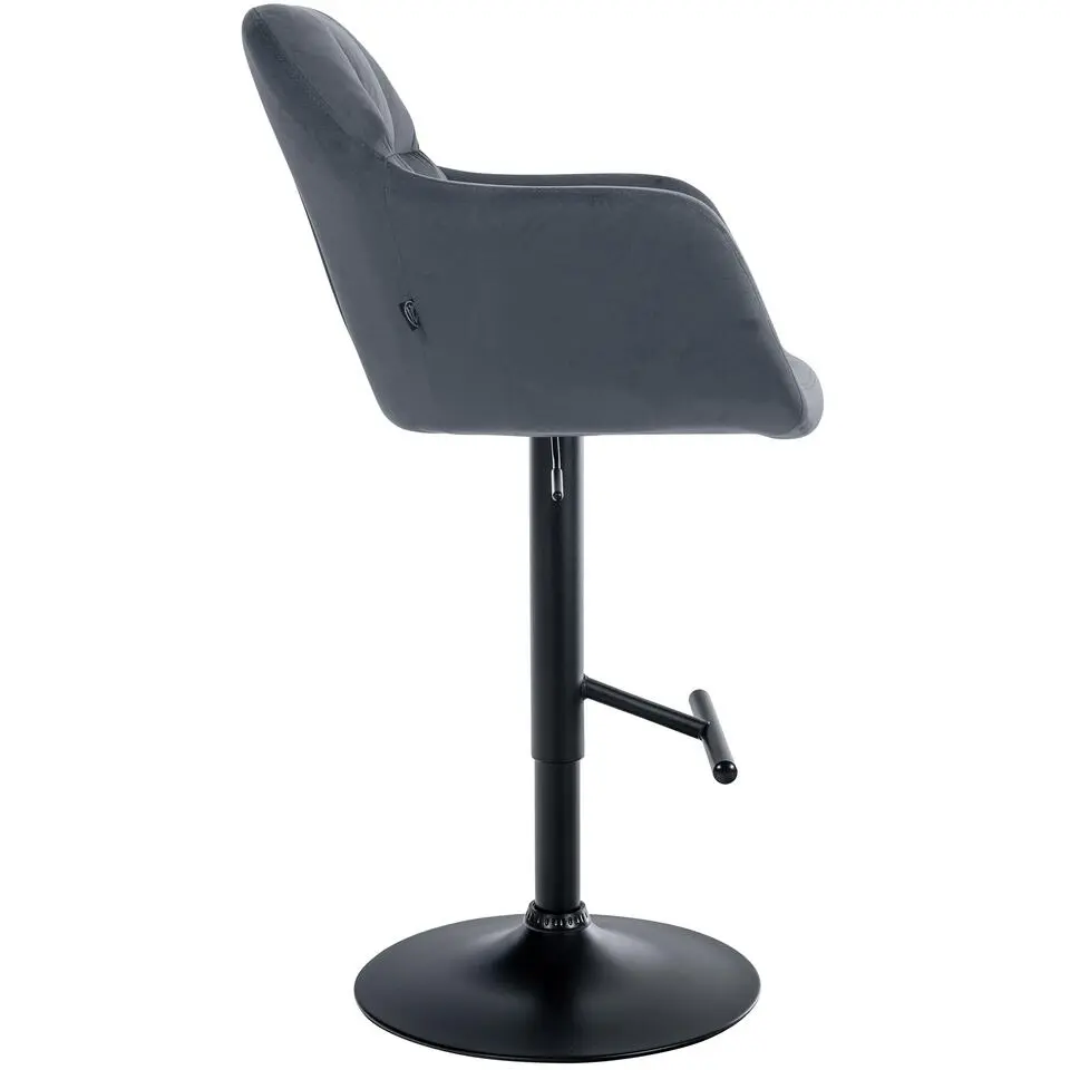 CLP Barkruk Natoma zwart Frame - Fluweel - donkergrijs