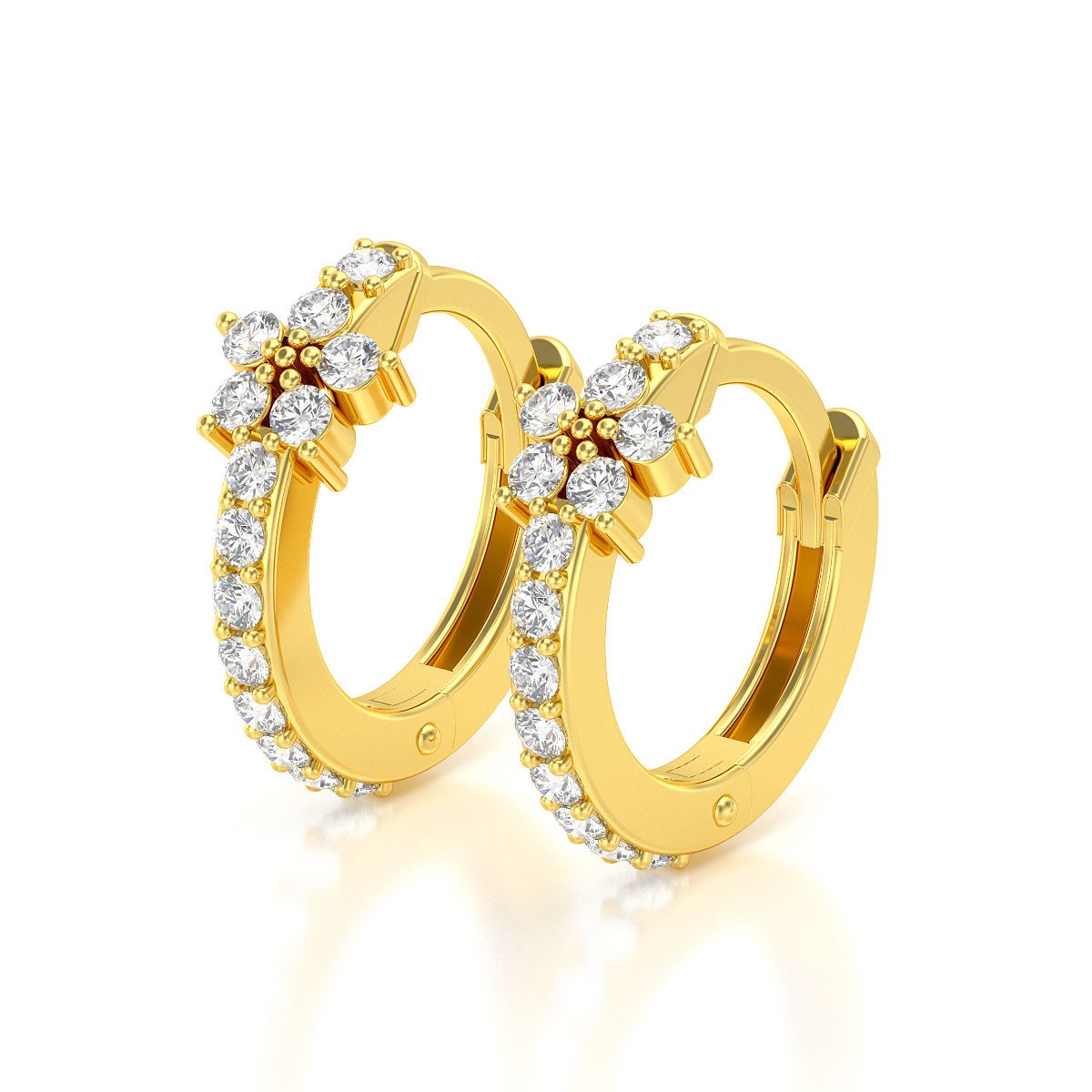 Boucles d'oreilles ADEN Créoles Or 585 Jaune Diamant 1.584grs