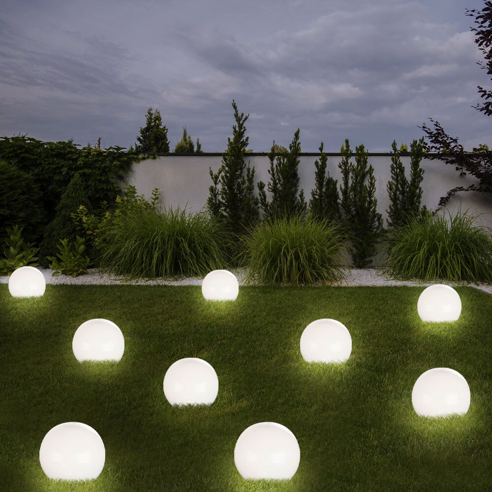 9er Set LED Solarkugel weiß, Erdspieß, DxH 10x38 cm