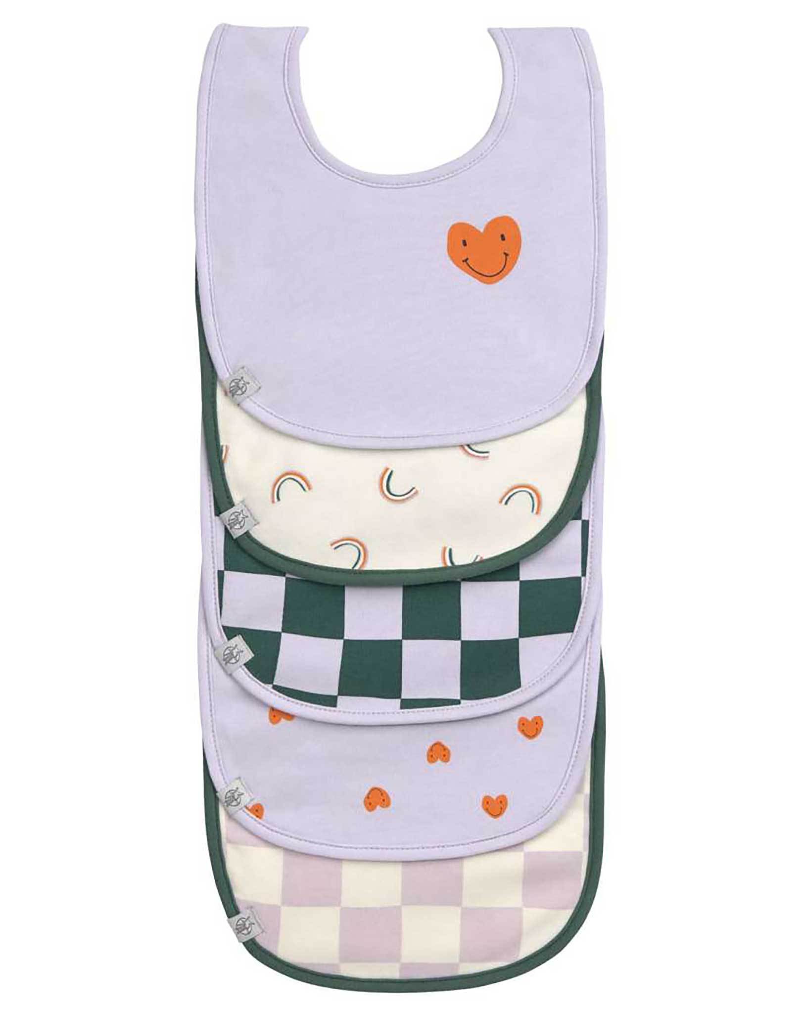 Klett-Lätzchen HAPPY RASCALS HEART 5er-Set in lavender