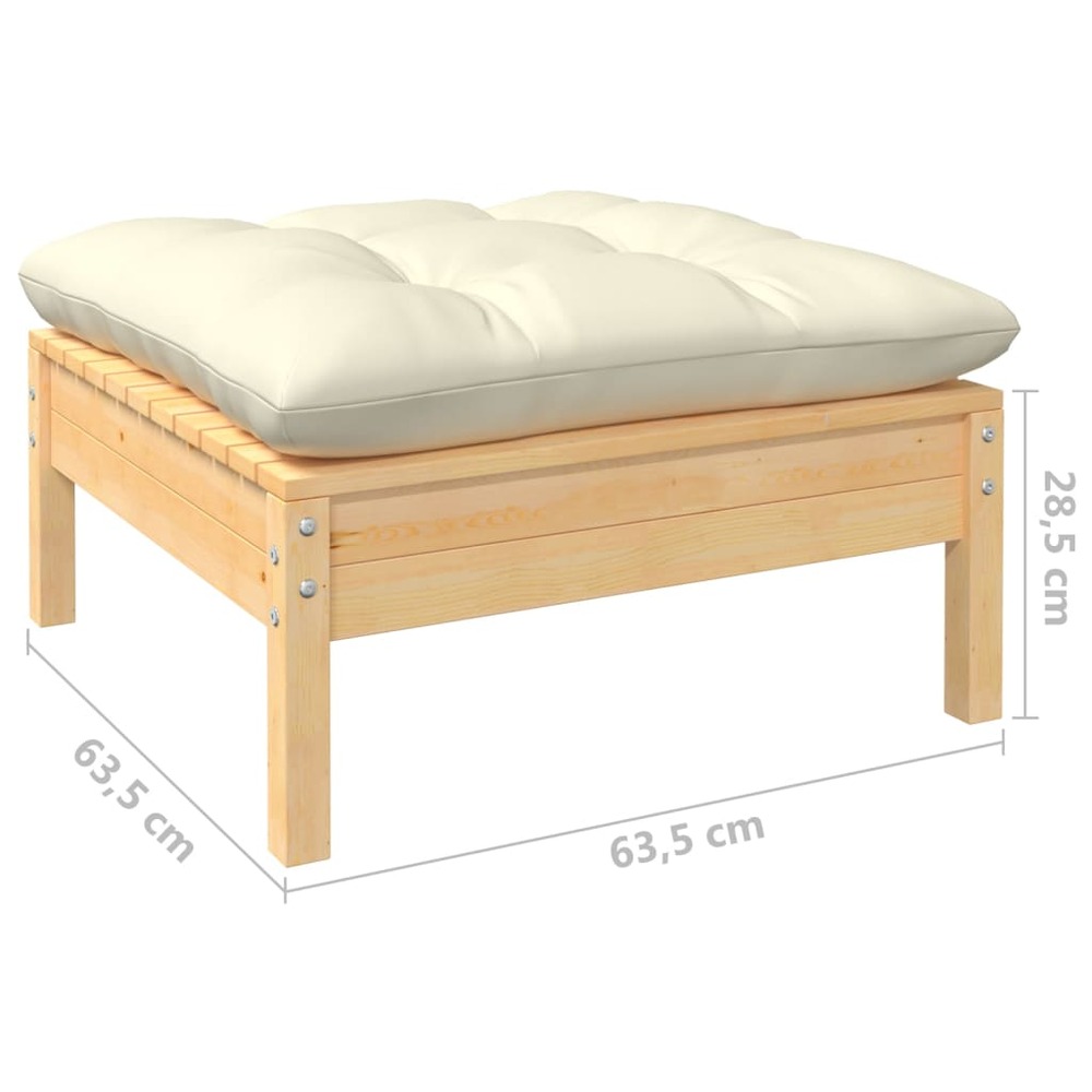 Salon de jardin meuble d'extérieur ensemble de mobilier 10 pièces avec coussins crème bois de pin solide