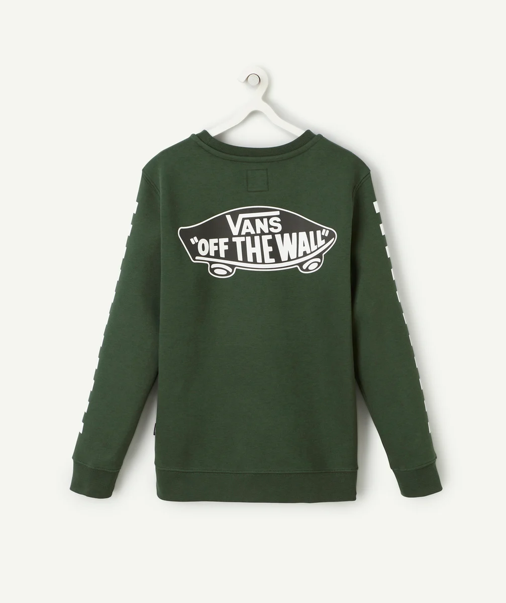 VANSSWEAT GARÇON VERT MANCHES LONGUES AVEC DAMIER ET LOGO VANS