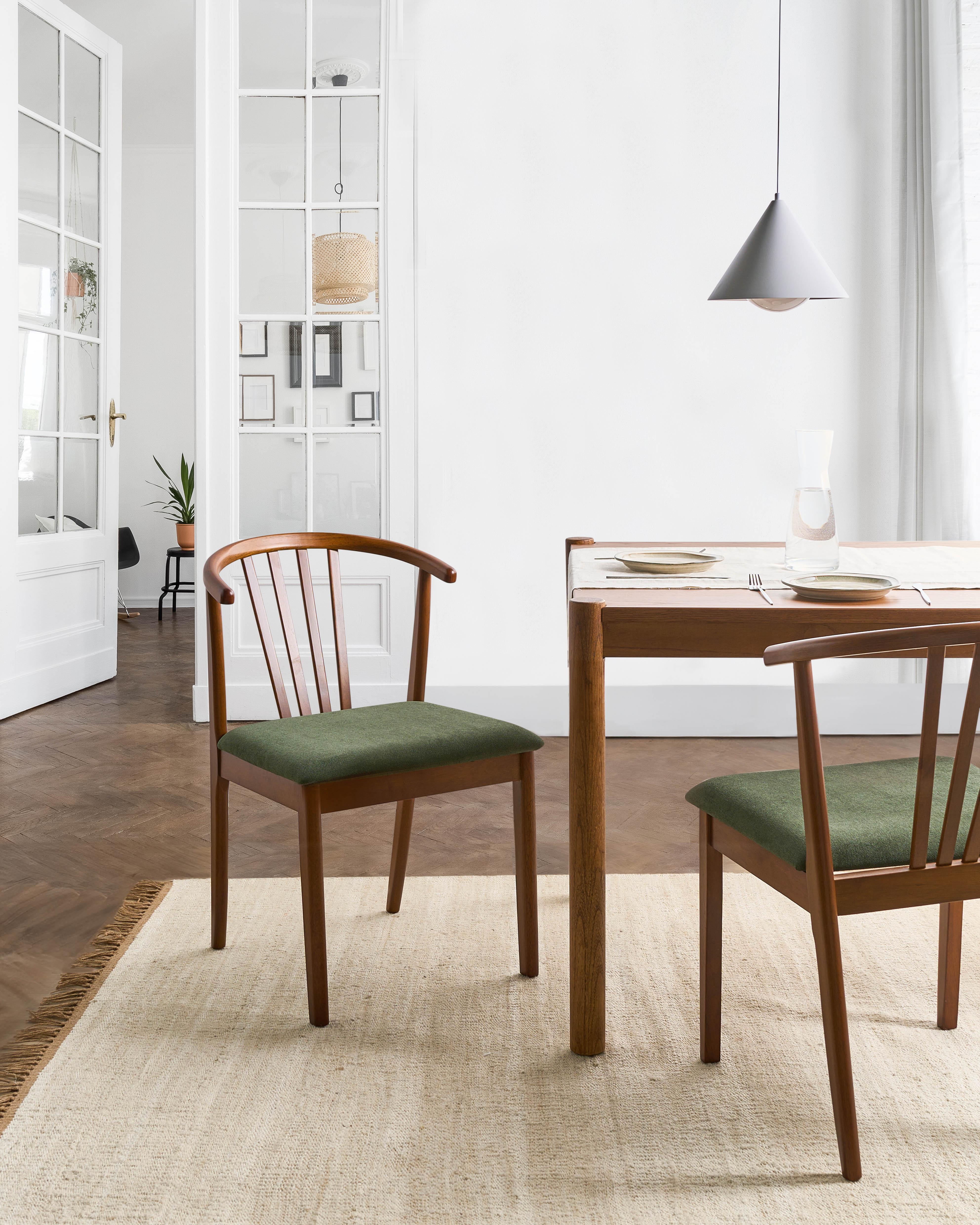 Set van 2 eetkamerstoelen CRAIG Hout Donkerbruin/groen