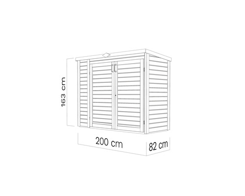 Tuinhuis/fietsenstalling/vuilnisbak Bertilo Multi-Box 3 200x82x163 cm lichtgrijs