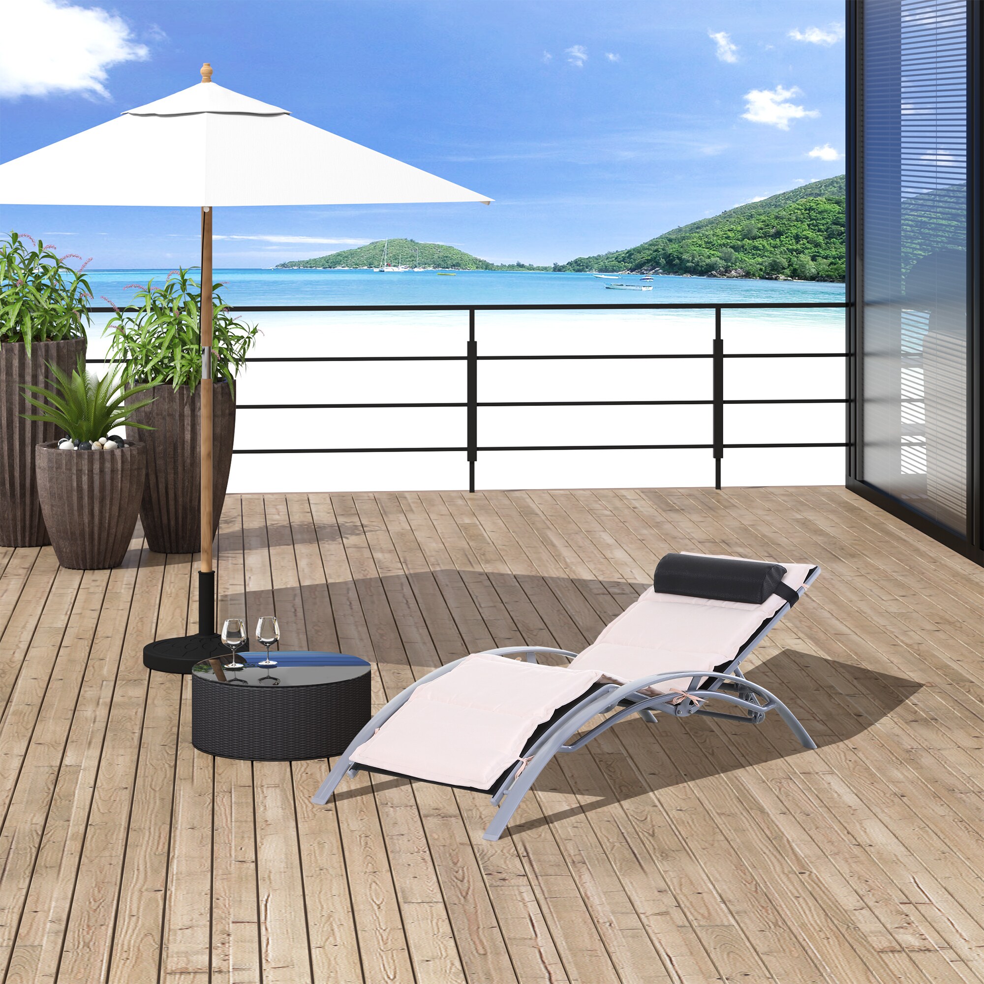 Outsunny Sonnenliege mit Liegematte 170 x 64 x 82 cm (LxBxH)