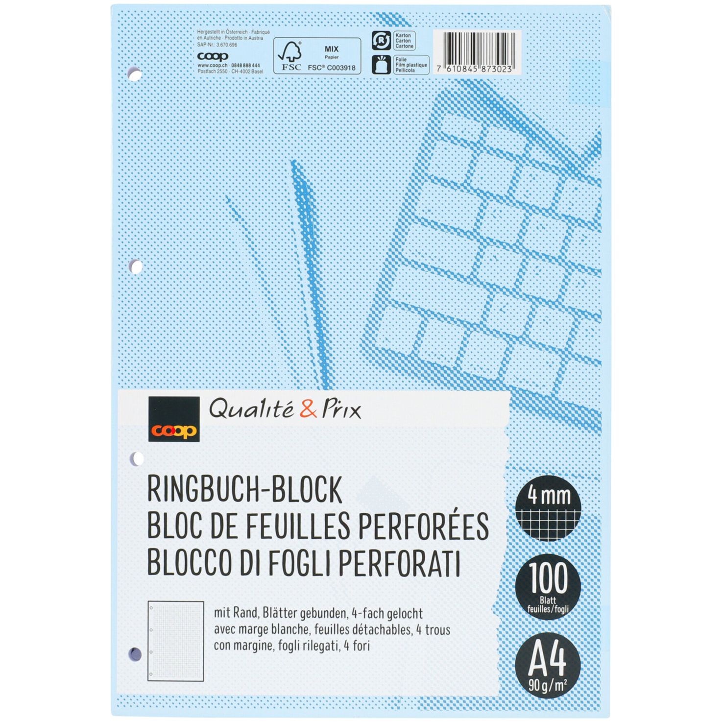 Qualité & Prix Ringbuch-Block A4 kariert 1 Stück