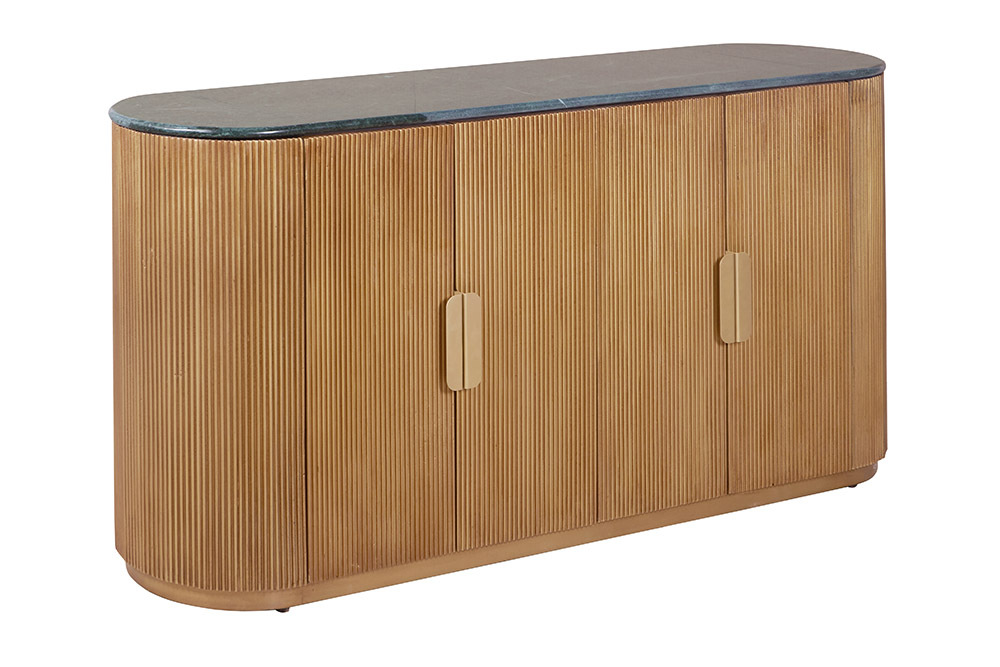 Design Sideboard VENEZIANO 170cm braun Mangoholz grün Marmor gold