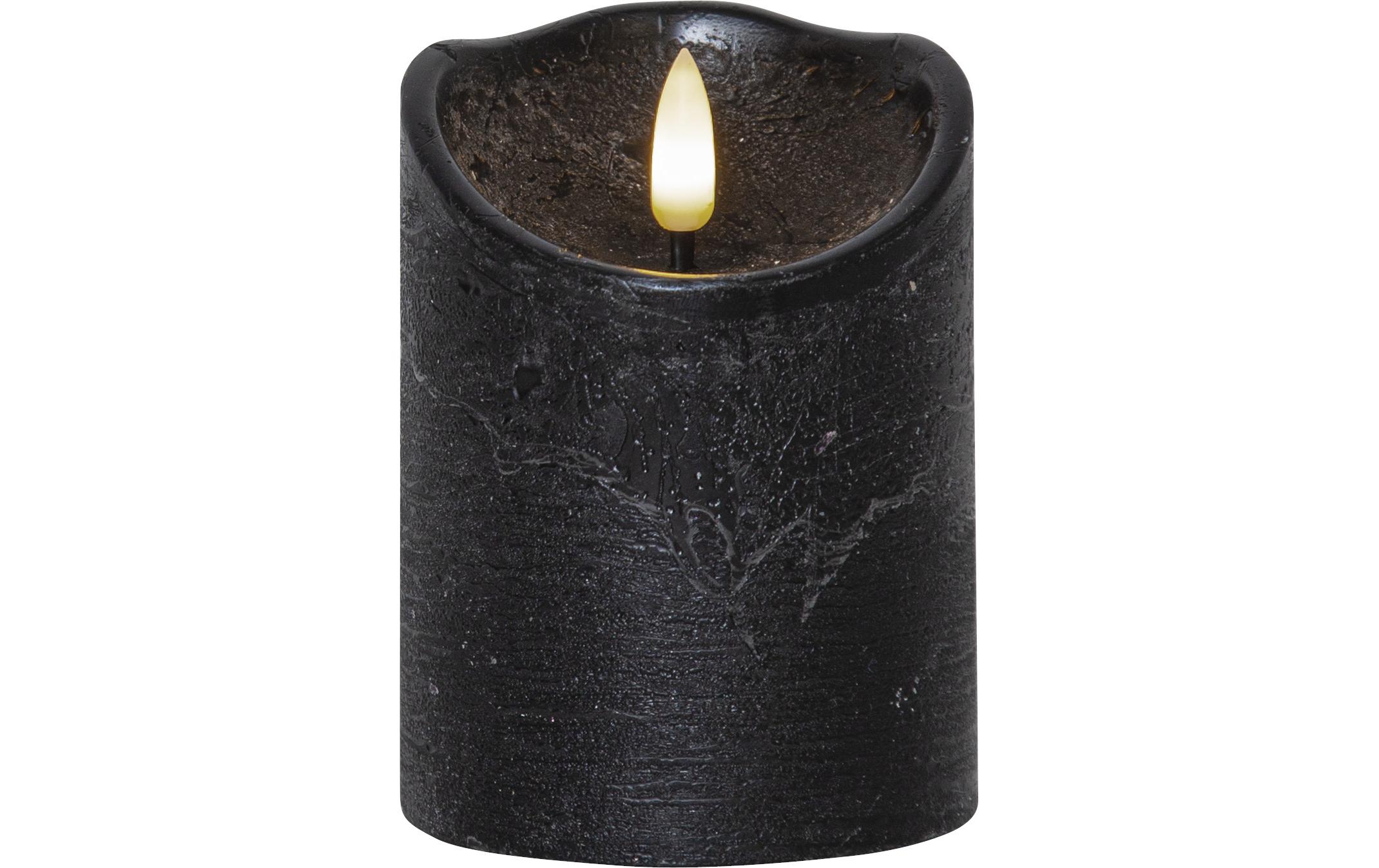 LED-Kerze Flamme Rustic, Ø 7.5 x 10 cm, SchwarzLED-Echtwachskerze für Innenbereich mit Timer-Funktion