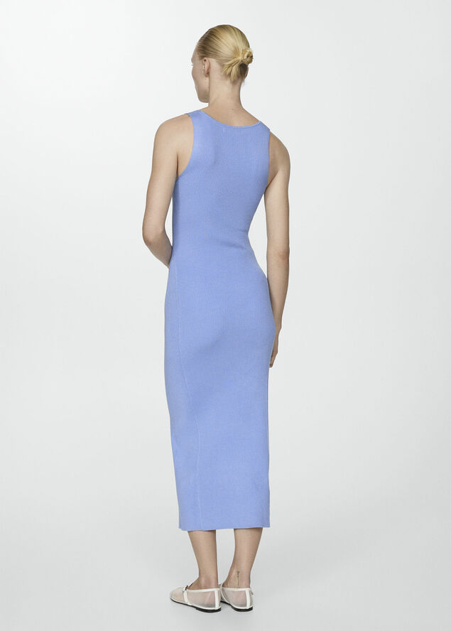MANGO Knit strapless dress Lt-pastel blue