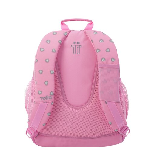 Mochila escolar Totto Pink Hearts Crayons