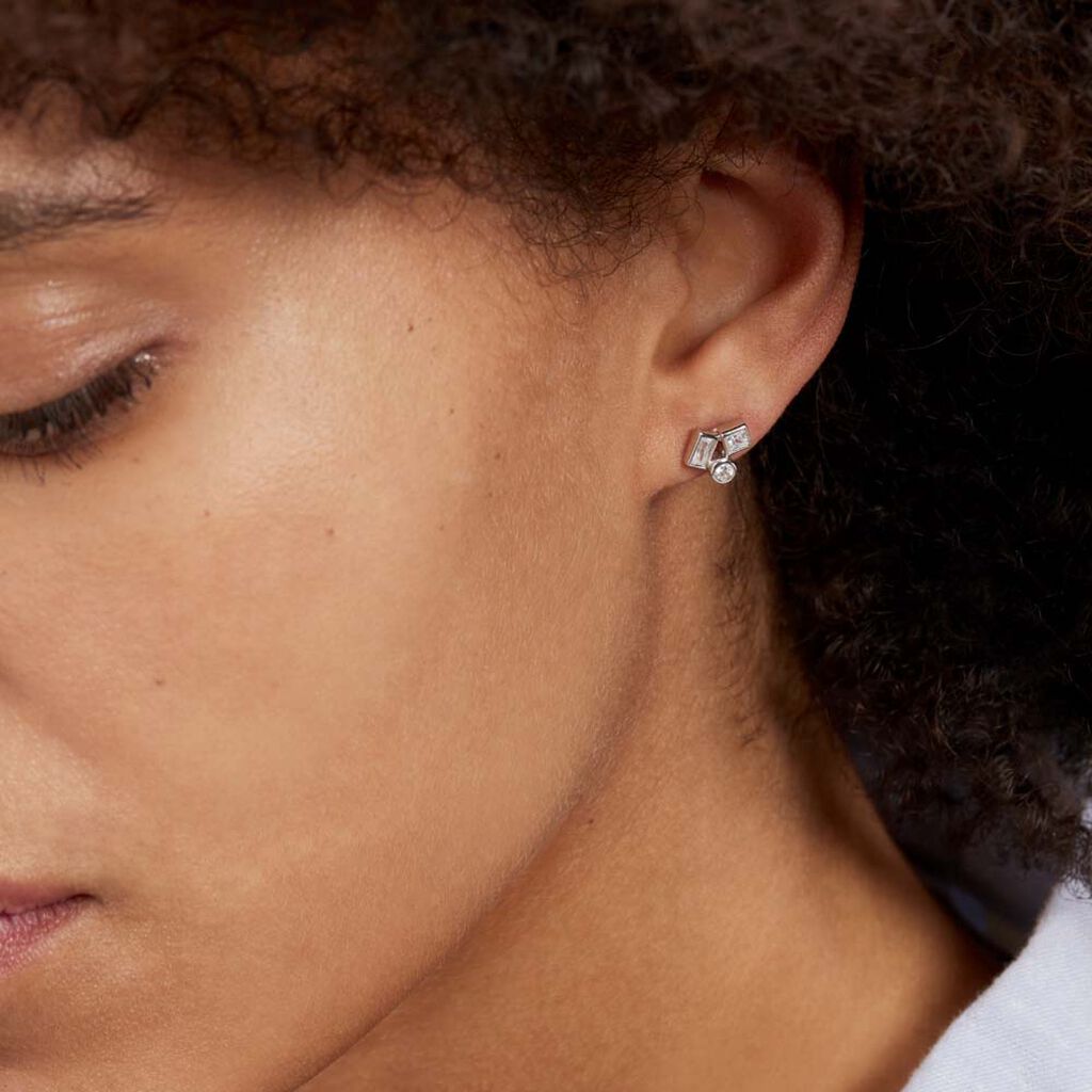Boucles D'oreilles Puces Argent Duredle Oxydes De Zirconium