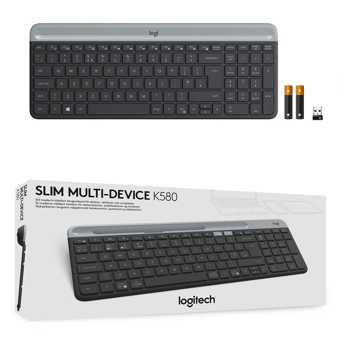 Logitech K580 slankt multienhets trådløst tastatur