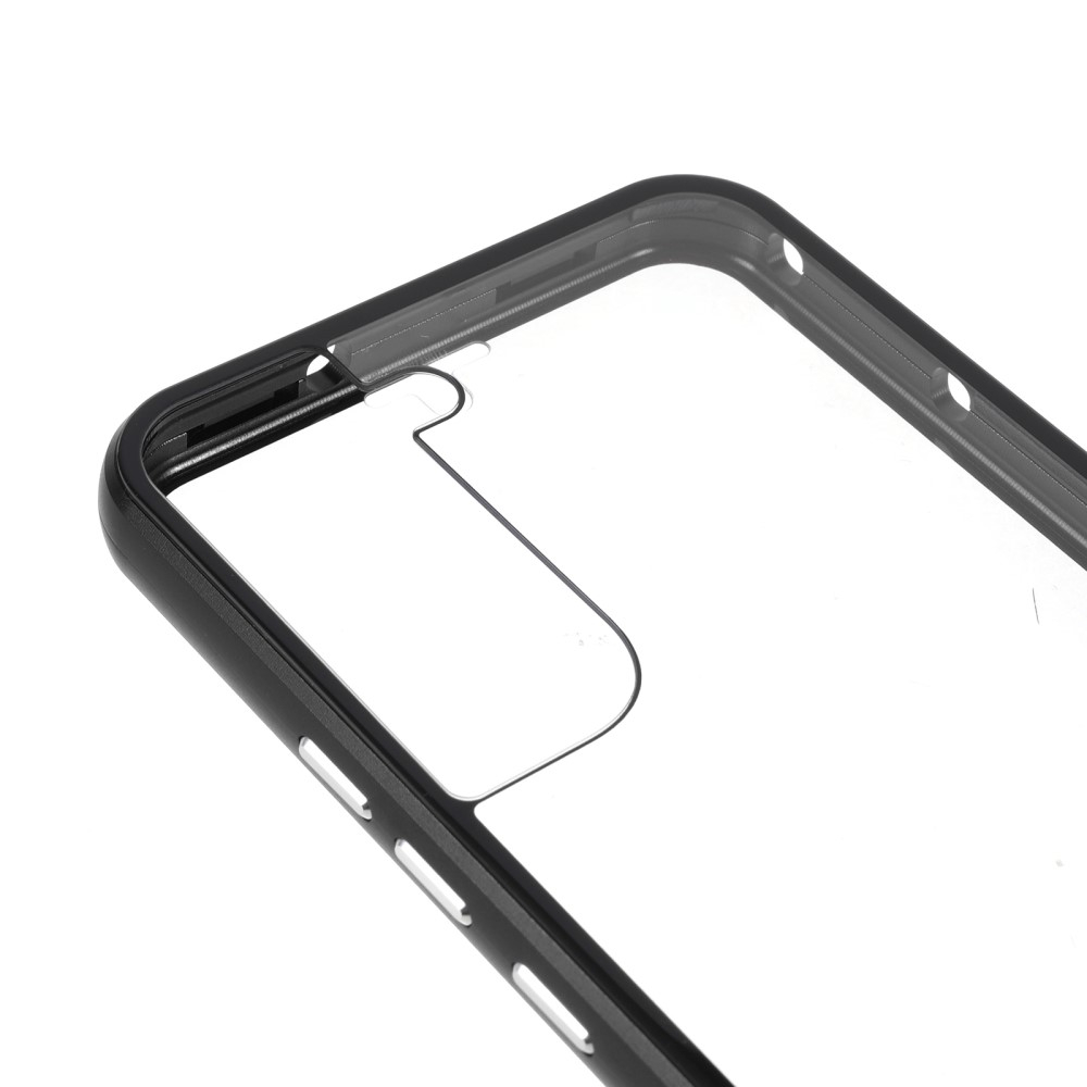 Samsung Galaxy S22 5G Magnetische Alu Schutzhülle mit Panzer Glas Backcover   Displayschutz (Magnet-Technologie) - Schwarz