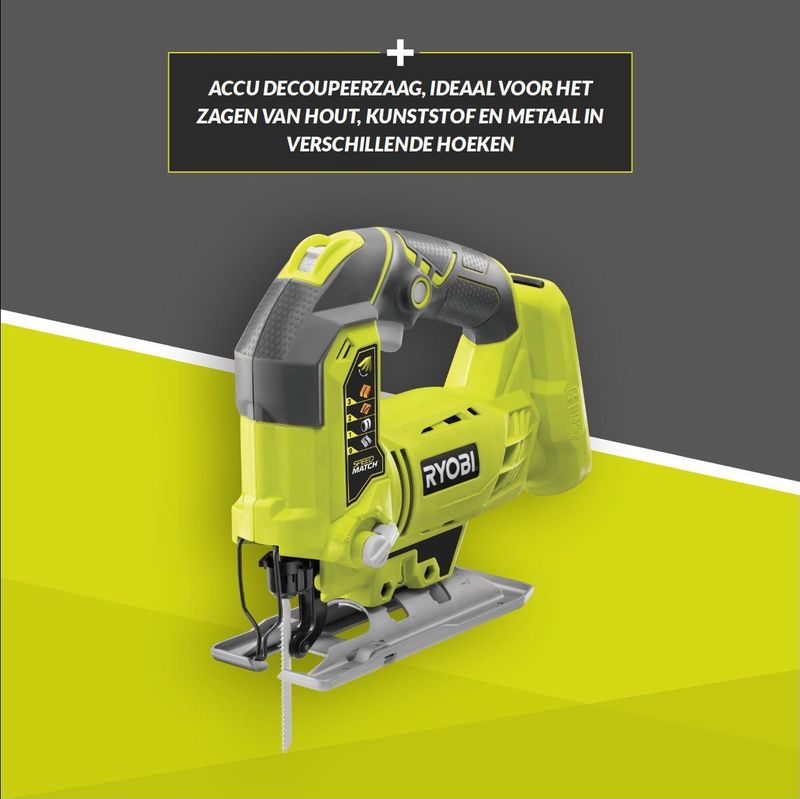 Ryobi - R18JS-0 - Accu Decoupeerzaag - Groen - Li-Ion - D-greep