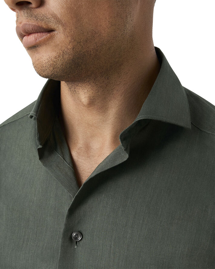 ETON HERRINGBONE WRINKLE FREE FLANNEL SH Grøn