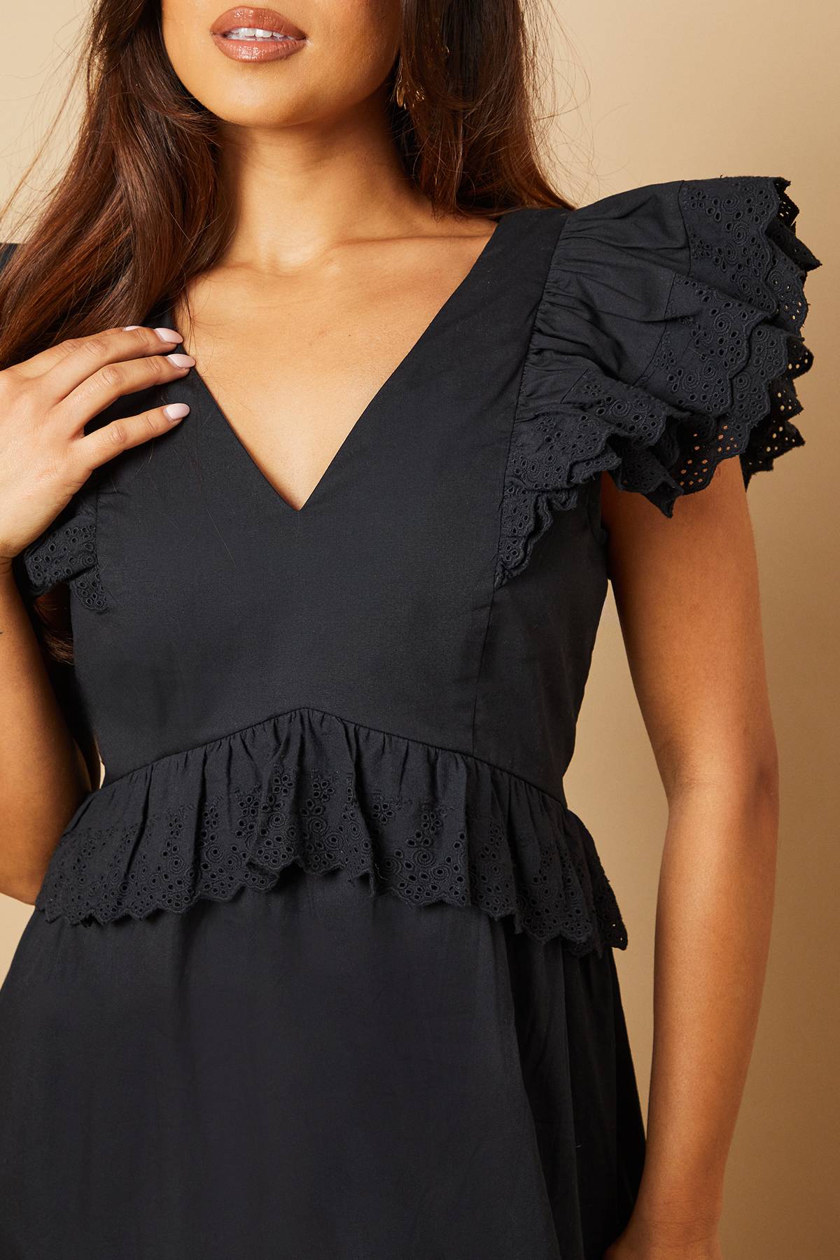Oasis Robe Maxi À Volants Avec Panneau De Broderie Anglaise Petite
