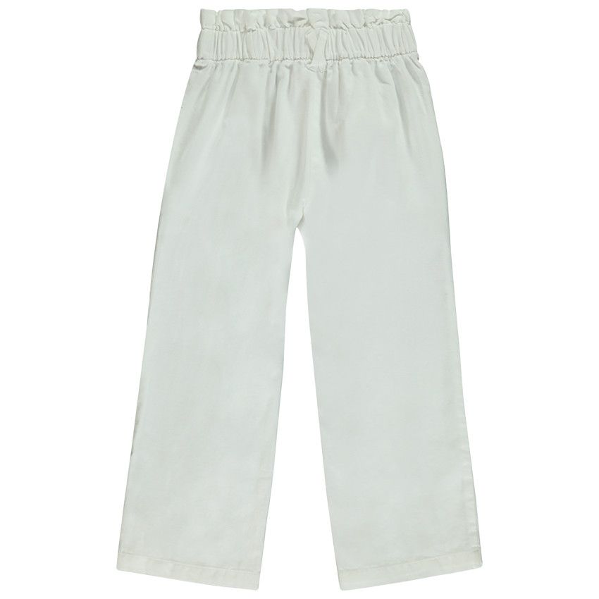 Pantalon large à taille élastiquée pour fille - Blanc
