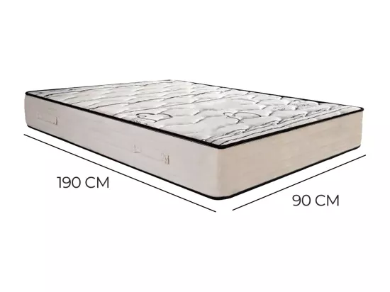 Matelas réversible NELIA 90x190 cm, mousse haute densité, indépendance du couchage, avec face été/hiver, épaisseur 24 cm
