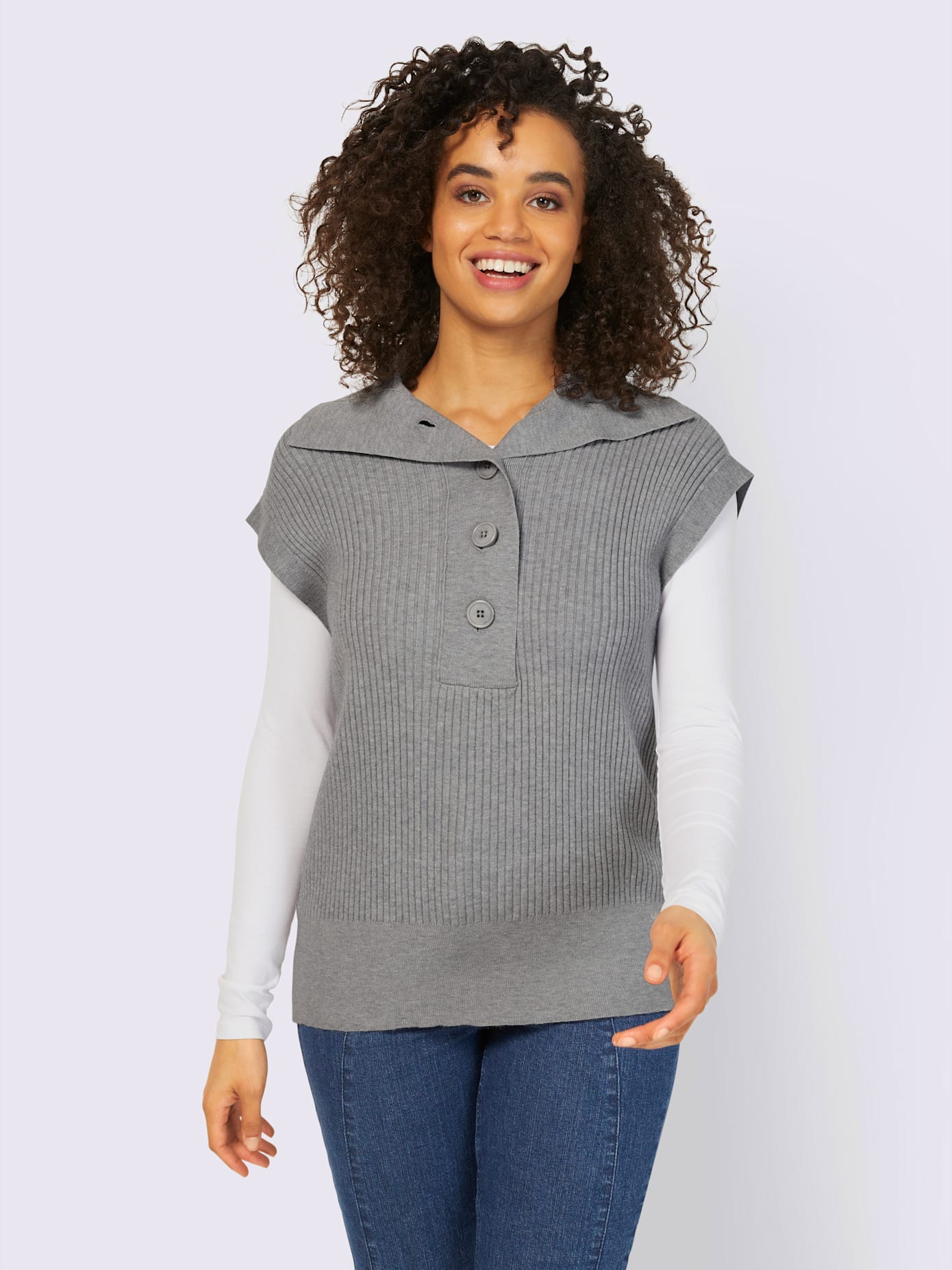 Débardeur en tricot 2 types de cols : col montant ou à revers