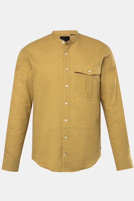 Leinenmix-Hemd, Langarm, Stehkragen, Modern Fit, bis 8 XL