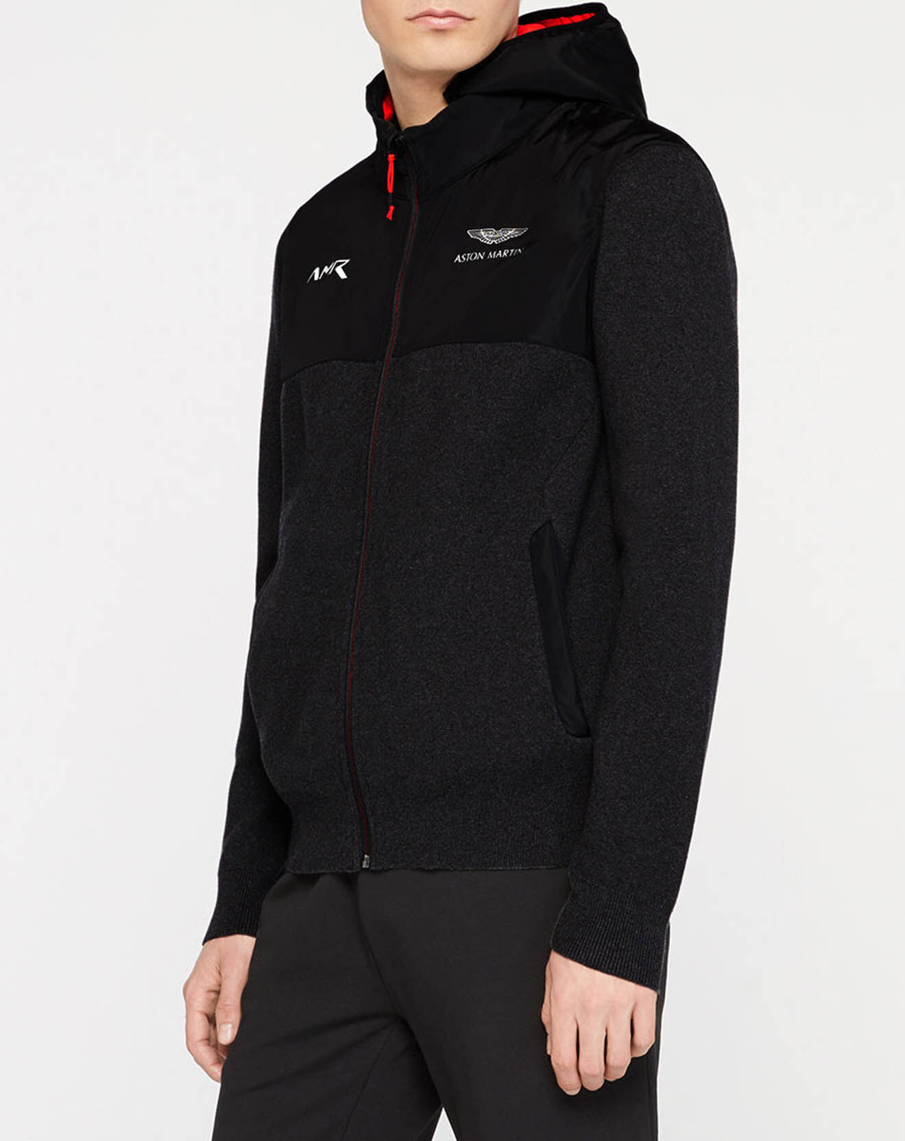 Hackett London Sweat Aston Martin Racing Hood zippé gris