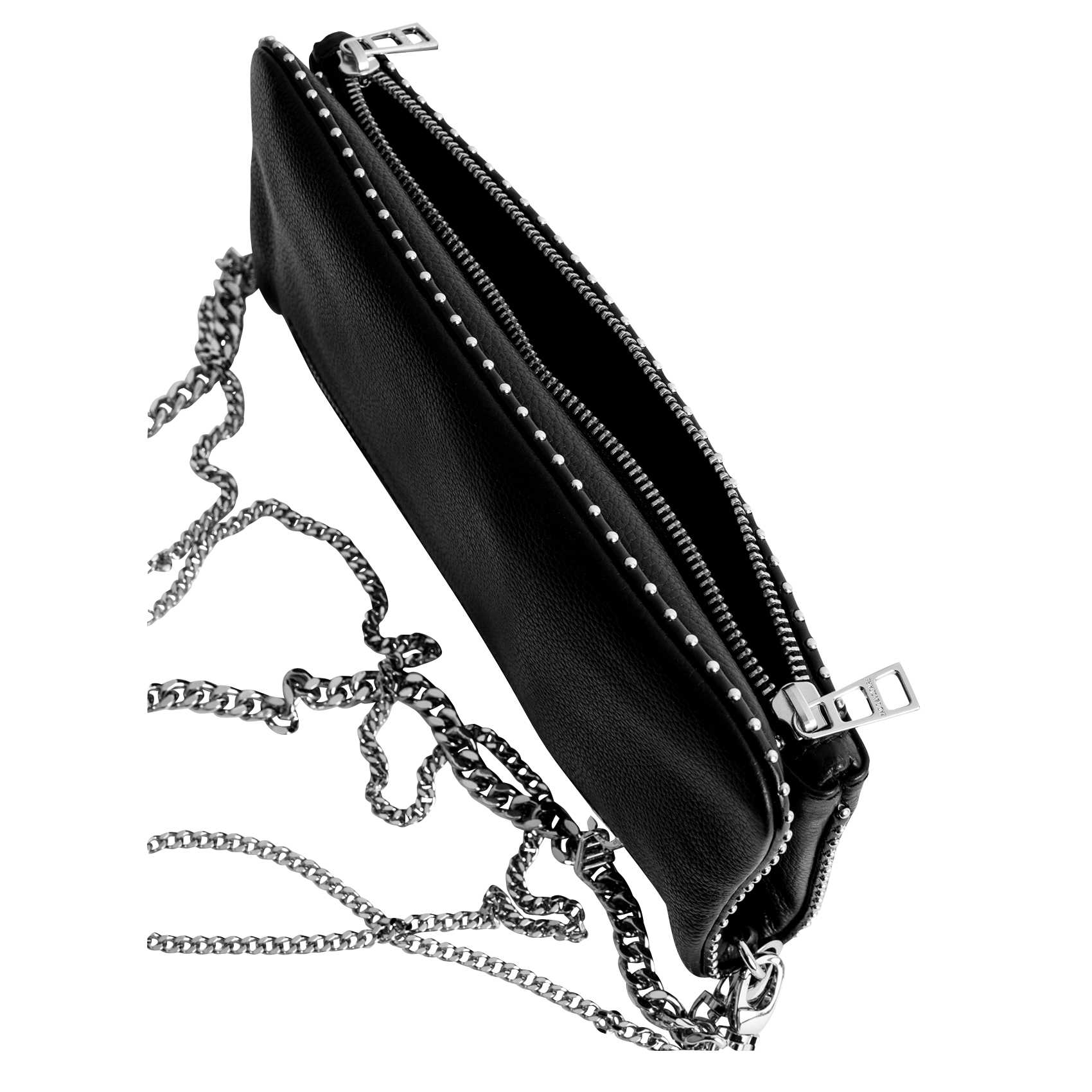 ROCK - Pochette en cuir avec clous | Noir