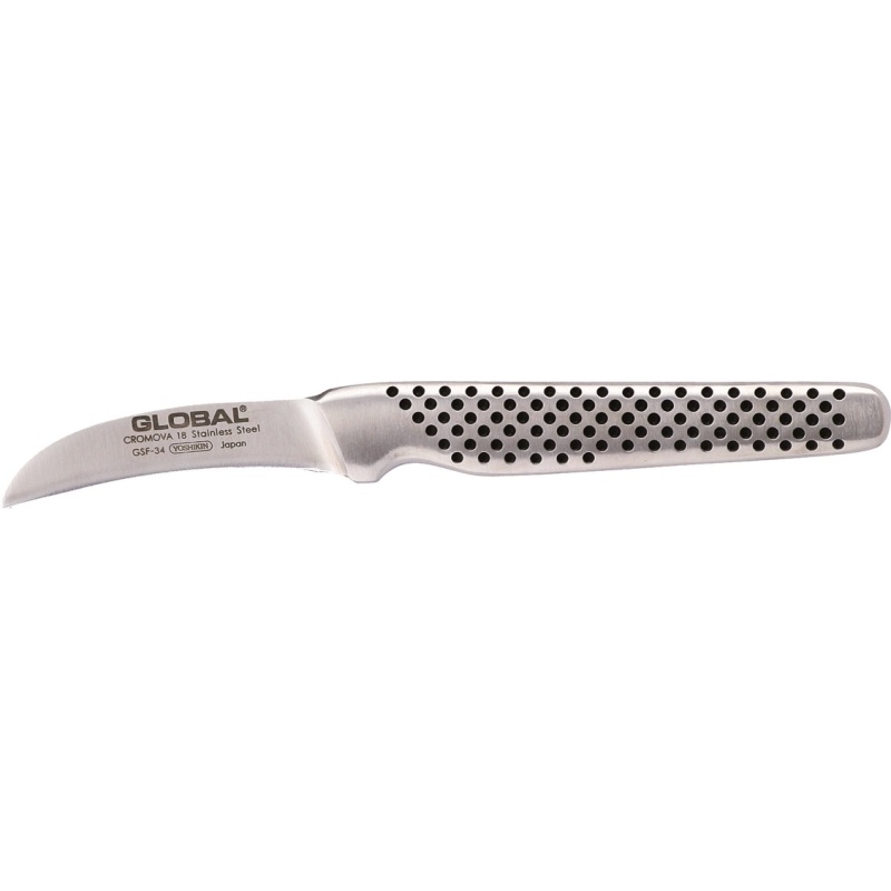 Couteau à peler Global Série GSF lame courbe 6 cm manche allongé
