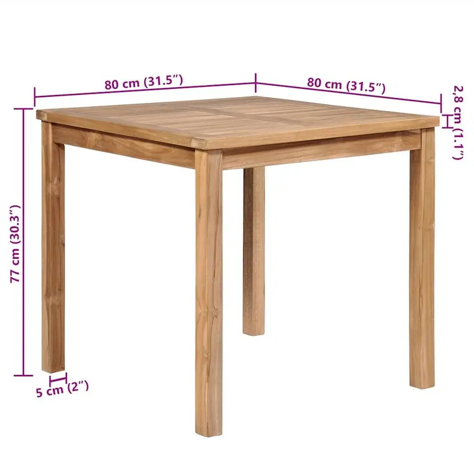 vidaXL - Tuintafel - Bruin - Hout - 80 x 80 x 77 cm