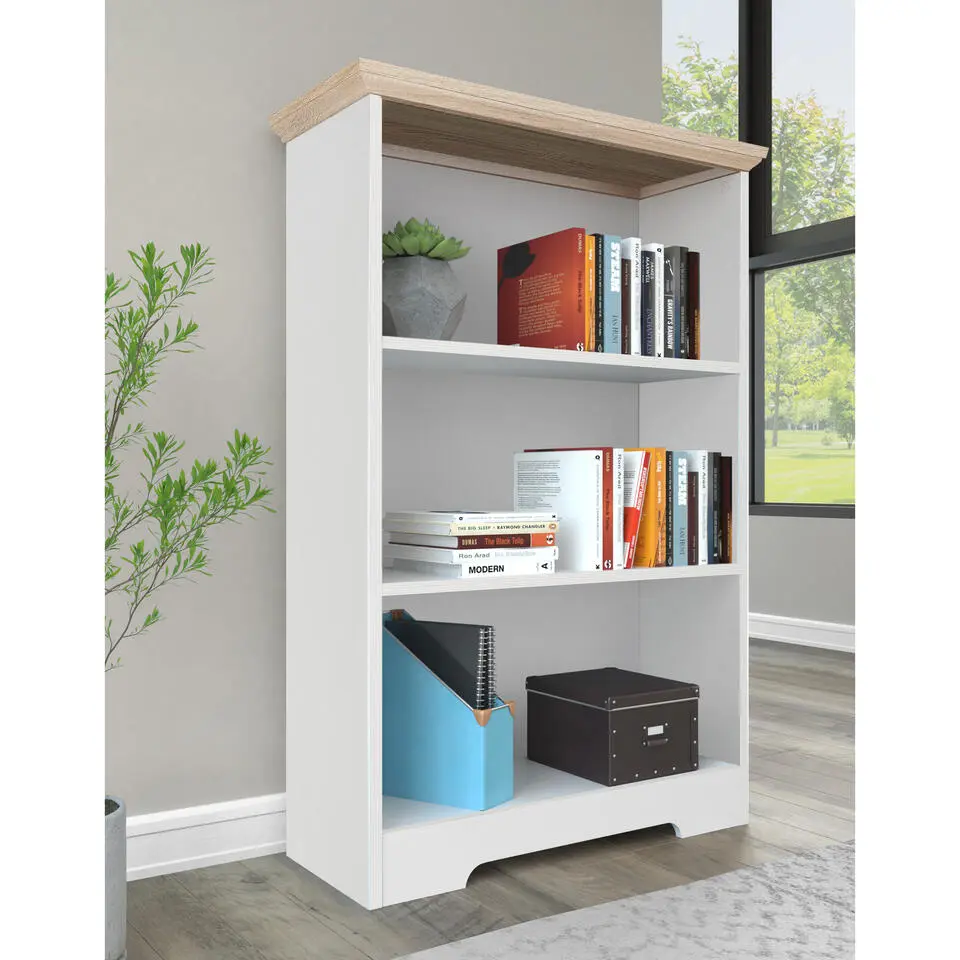 Nanna - Boekenkast met 3 planken in wit / eiken effect