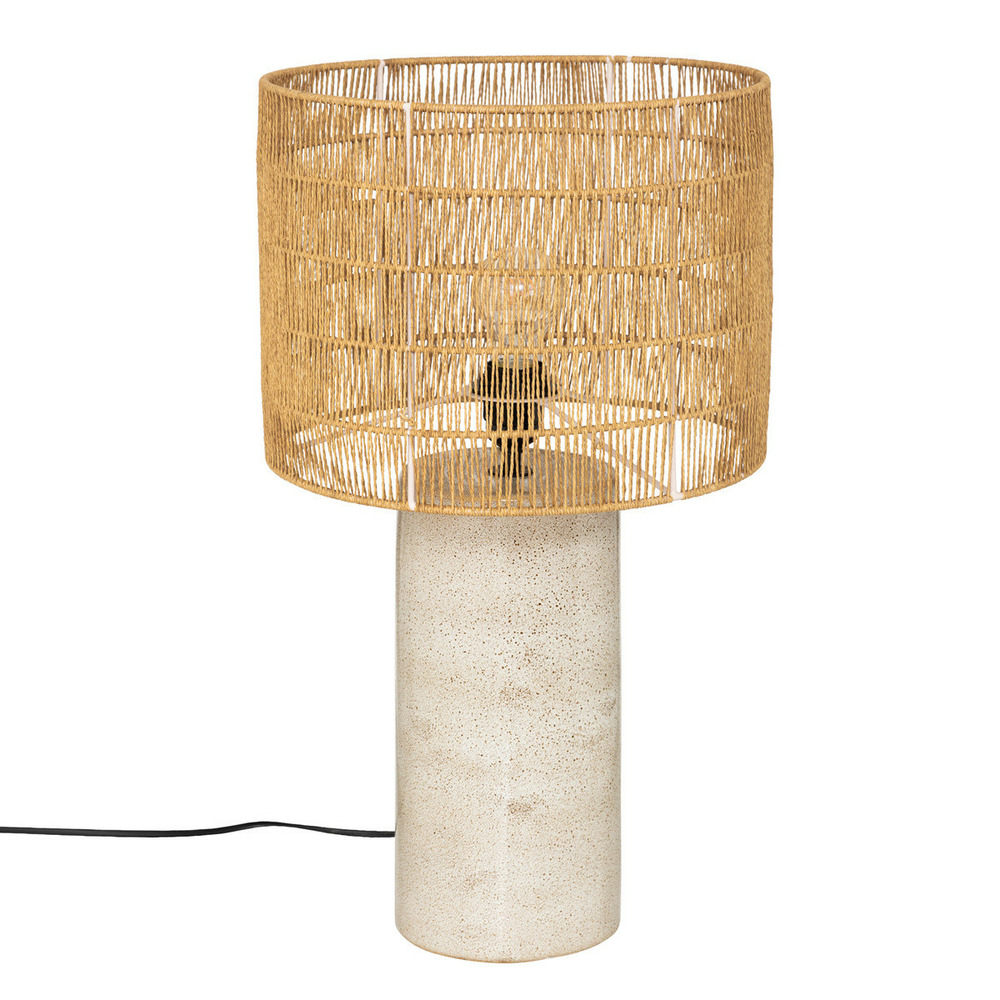 Lampe à poser en céramique beige et abat-jour corde h 57,5 cm