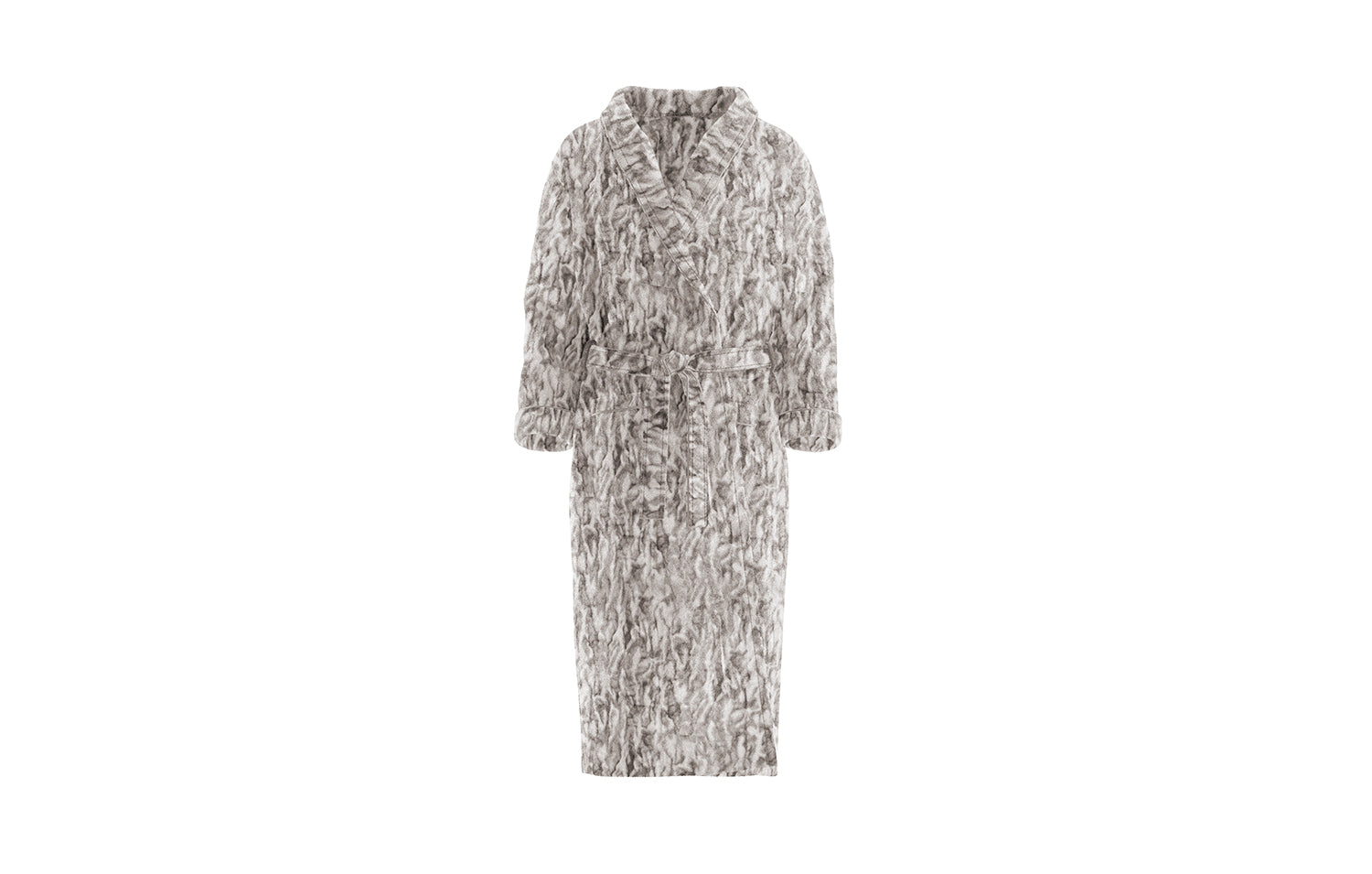 LINNICK Flanel Fleece Badjas Bont Rabbit - zilver grijs