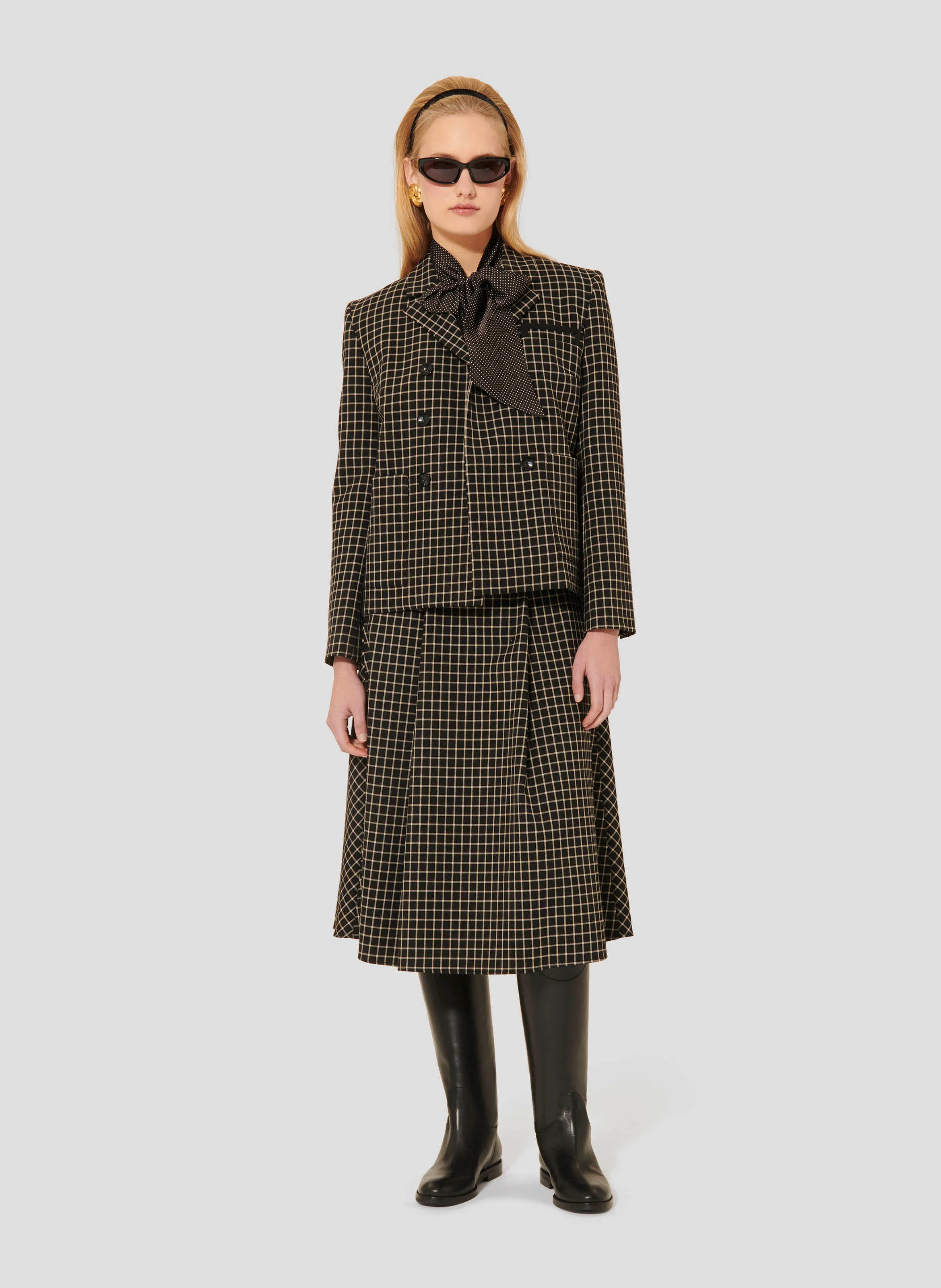 VANNIE - Veste tailleur à carreaux | Noir