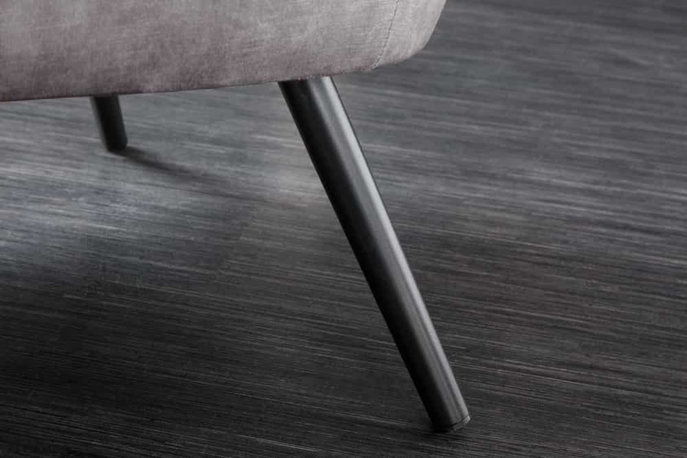 Design XL Sessel AMSTERDAM grau Samt schwarze Metallbeine Retro Stil