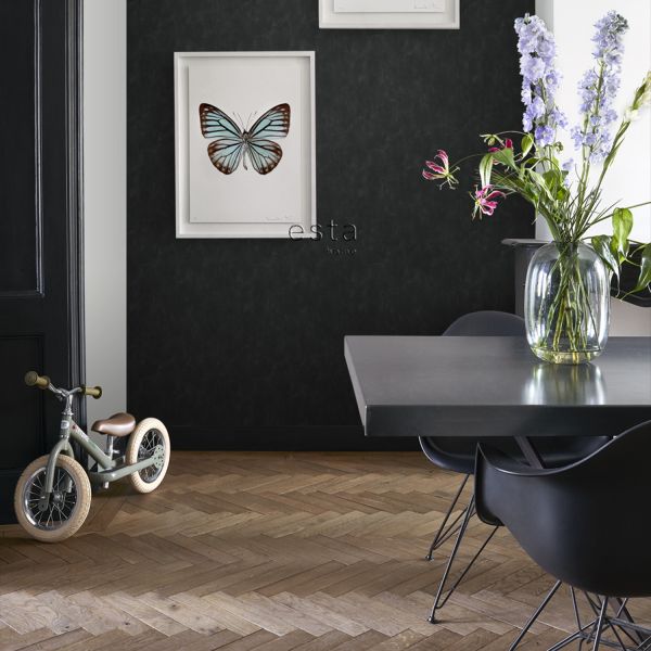 Estahome Geschilderd Effect Behang - 0,53 x 10,05 m - Zwart