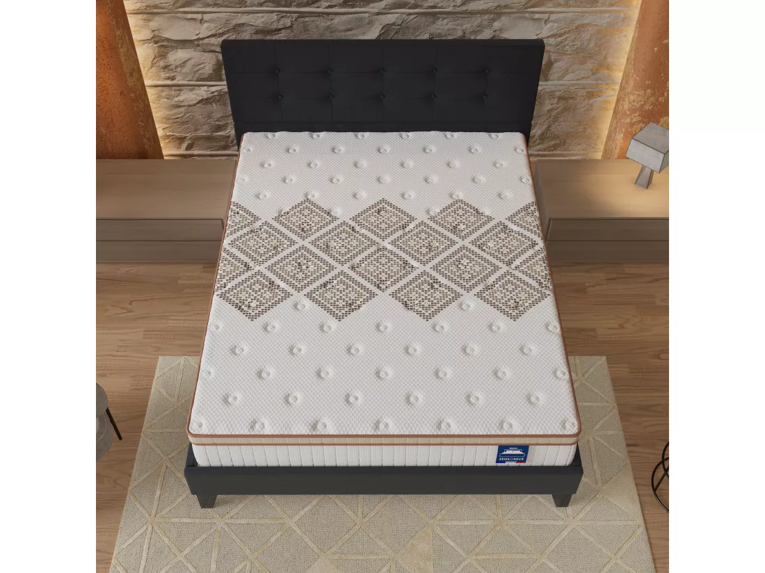Ensemble Matelas + Lit Avec Tête De Lit 160x200 Cm, Errakis 28cm D’épaisseur Mousse Haute Densité