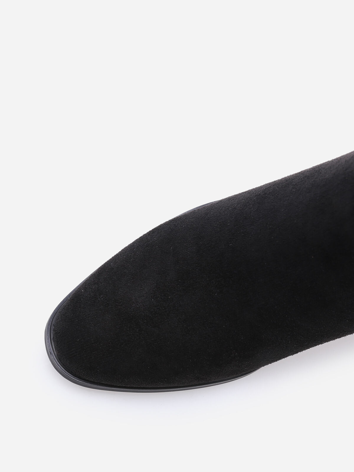 Bottines en suédine à zip décoratif- Noir